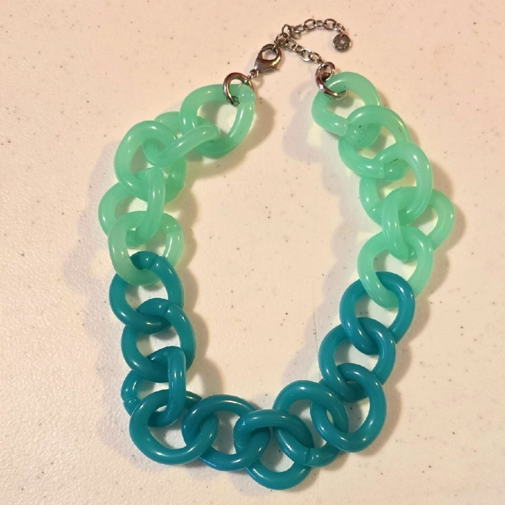 Talbots Aqua and Teal Acyrlic Chain Link Necklace